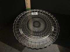 Table runner, tray, cake plate and pie plate )located in kitchen)