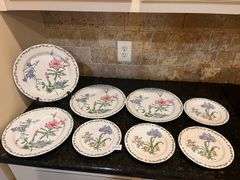 8pc Inter-national “Terrace Blossoms” dishes (stand not included) (located in kitchen)