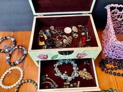 Jewelry Lot of Necklaces, Bracelets, Jewelry Box and More