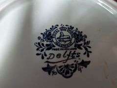 5 pc. Blue and white decor-Royal Sphinx Delfts Windmill plate, made in Holland and more, stand not i
