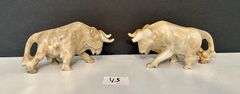 2pc Bull Paperweights (Possibly Marble)(Located in Living Room)