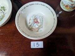 4 pc. collectible dishes, including Wedgewood Peter Rabbit bowl , made in England (Located in dining