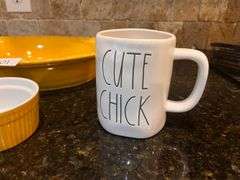 Worldwide & Appolia Casserole Dishes, 2 pc yellow World Market ramekins, and Rae Dunn Cute Chick mug