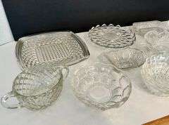 12pc Clear Glass Plates, Bowls and More (Located in Master Bedroom)