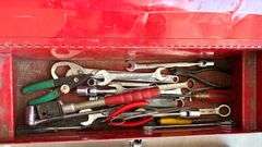 Metal Toolbox with Contents (Box Has Dents (Located Garage)