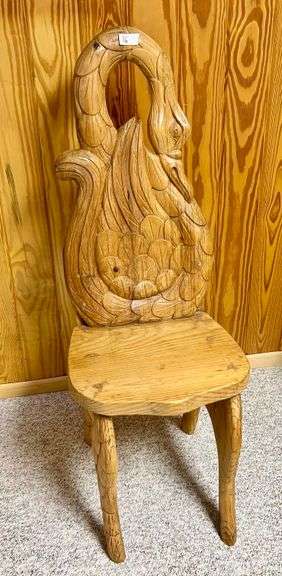 Wood Carved Swan Chair (Located in Downstairs Bedroom)
