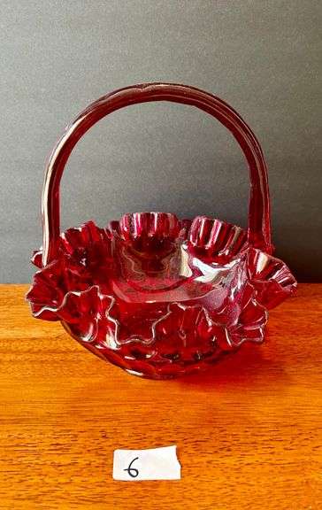 Ruby Red Ruffled Glass Candy Dish (Located in Master Bedroom)