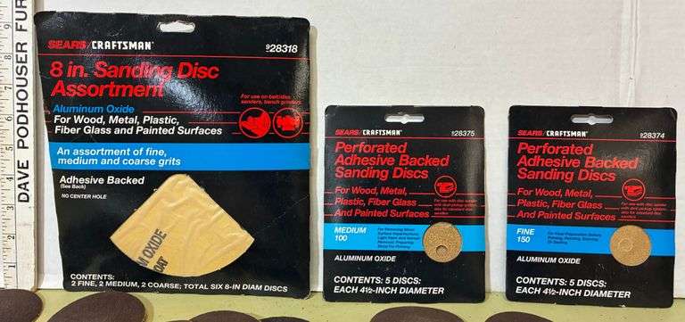 Assorted Sanding Discs and Sanding Adapters (Located Basement Section 3)