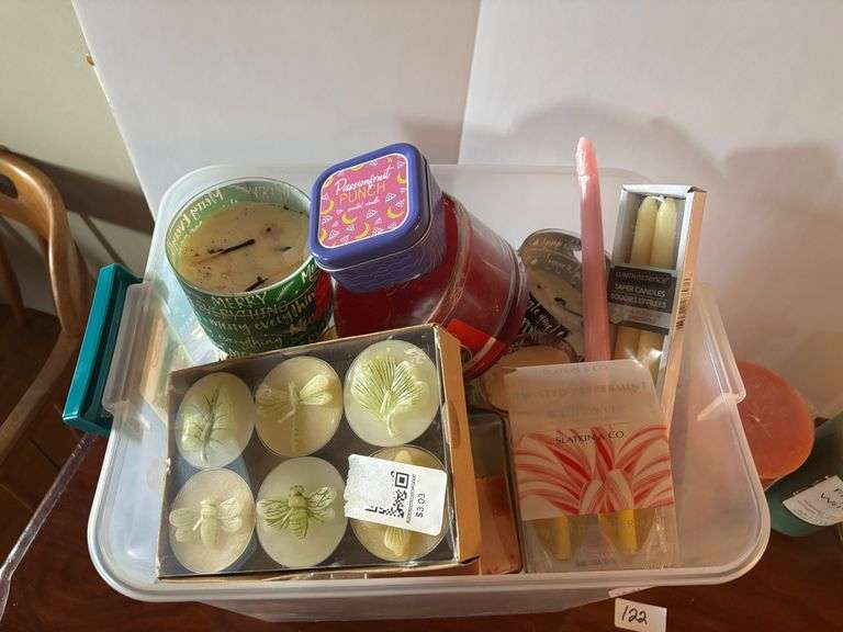 Box of Candles, Some Melted and Used (Located in ds Back Bedroom)