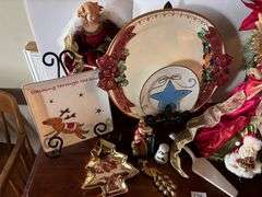 Christmas Dolls, Decorative Plates, and Decor, Stands Not Included (Located in ds Front Room)
