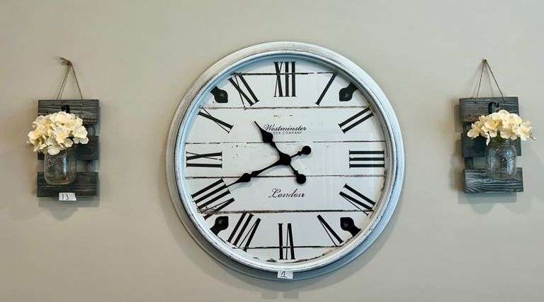 2pc Hanging Mason Jars 11 3/4” Length (Clock Not Included) (Clock Not Included) (Located in Kitchen)