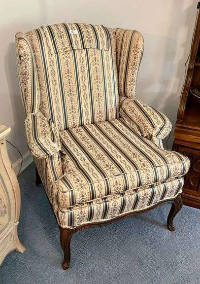 Queen Anne style Wingback chair 40.5” Tall (Located in Living Room)