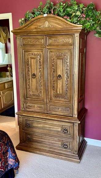 Spanish Colonial Revival Vintage Gentleman's Chest Armoire 76 1/4”x38 3/8”x19.5”