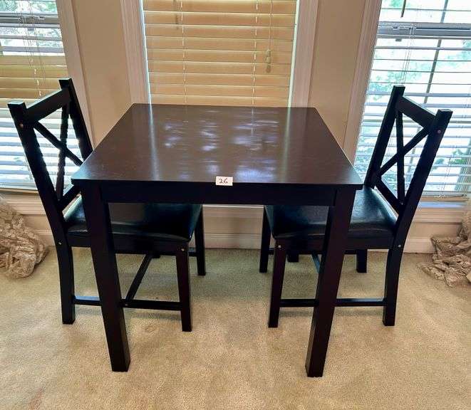Black Table 29”x29.5” with 2pc Chairs (Located in Front Room Near Front Door)