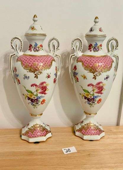 2pc Andrea by Sadek Lidded Vases (Located in Living Room)