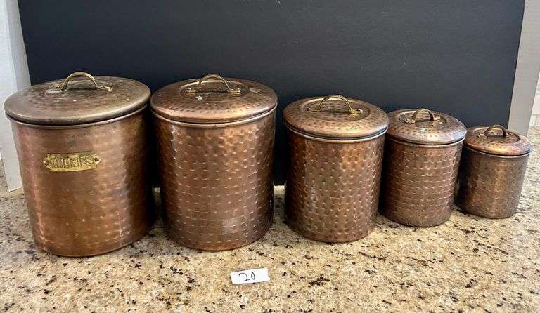 5pc Hammered Copper Canister Set (Located in Kitchen)