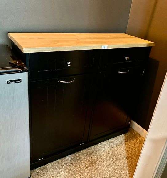 Double Tilt-Out Trash Cabinet and Recycling Station 35 3/8”x39 3/8”x14” (Located Upstairs Bedroom to
