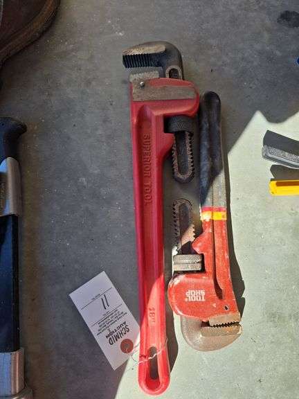 18" superior pipe wrench, tool shop 14" pipe wrench