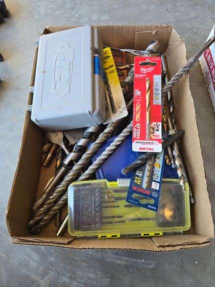 Large assortment of various drill bits