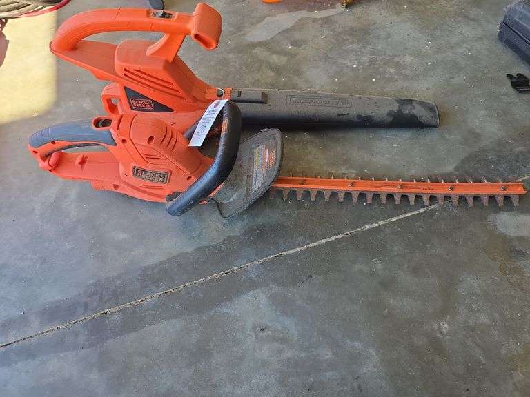 Black and Decker electric hedge trimmer and leaf blower
