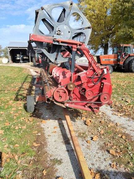 Case 1020 25ft Auger Platform on Unverferth HT25 Head Cart, with snouts,