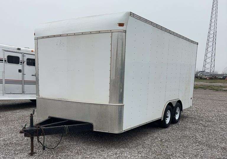 2007 United 18' Cargo Trailer, Tandem Axle, side entry door, fold down rear gate