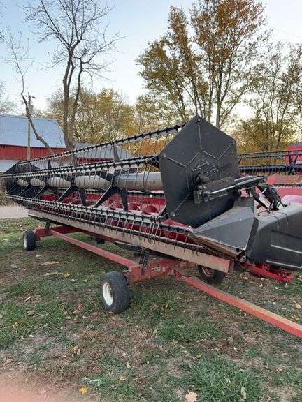 Case 1020 25ft Auger Platform on Unverferth HT25 Head Cart, s/n- CBJ034244 (Oil bath gear box and field tracker)