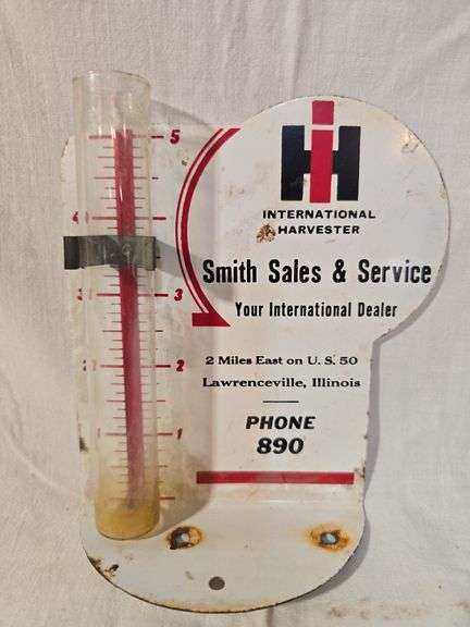 1947 International Harvester rain gauge Smith Sales & Service Lawrenceville, Illinois (Given to Sherman Stout Jr. when he purchased a Super M
