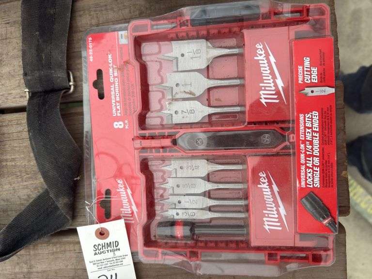 Milwaukee 8pc universal quik-lok flat boring set