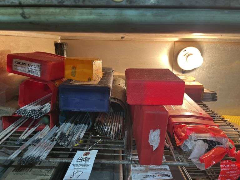 Shelf full of welding rods, 6011, 7018, 6013,
