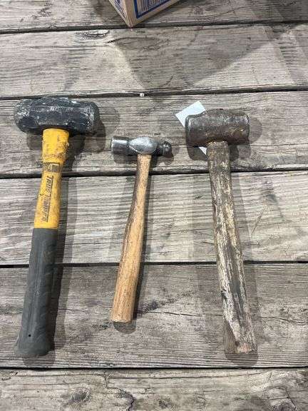 2 Mini Sledgehammers and 1 ball peen hammer