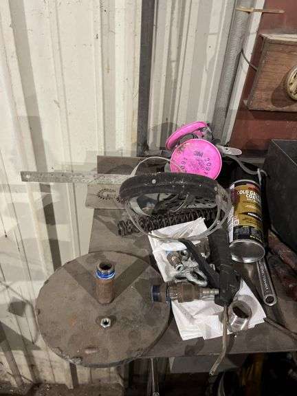 Squares, grinding wheels, wire brush, puddy knives, and misc.