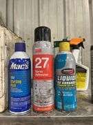Assortment of Lubricants and Glass Cleaner, Adhesive, and Starting Fluid