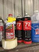 Assortment of Lubricants and Glass Cleaner, Adhesive, and Starting Fluid