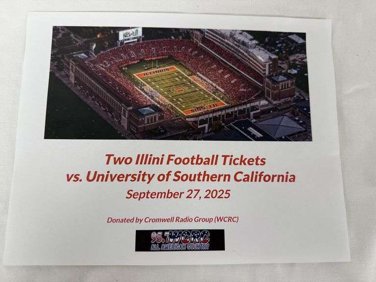 Illini Football Tickets donated by Cromwell Radio Group(WCRA/WCRC)