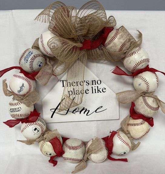 Baseball Door Wreath donated by Ryan & Valerie Gebben