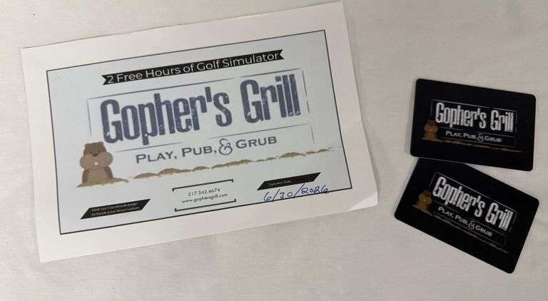 An Evening at Gopher's Grill donated by David & Joyce Traub and Gopher's Grill