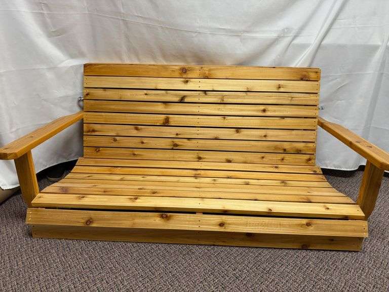 Wood Porch Swing donated by Wayne Funneman and Bierman's  Welding and Machine.