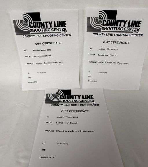 Concealed Carry Class & Lane Usage donated by County Line Shooting Center