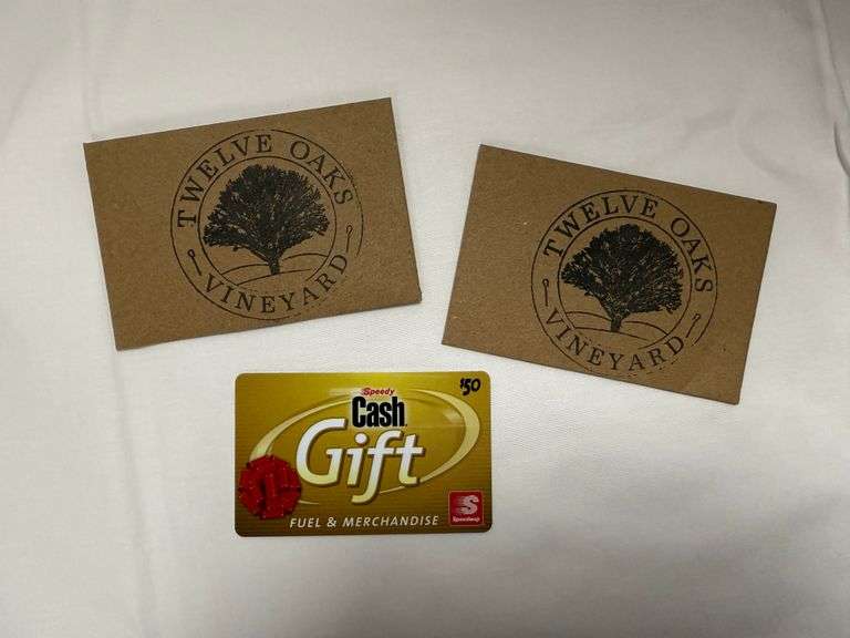 Twelve Oaks Vineyad & Gas Certificates donated by Anita McKerrow and Twelve Oaks Vineyard (Cobden, IL)