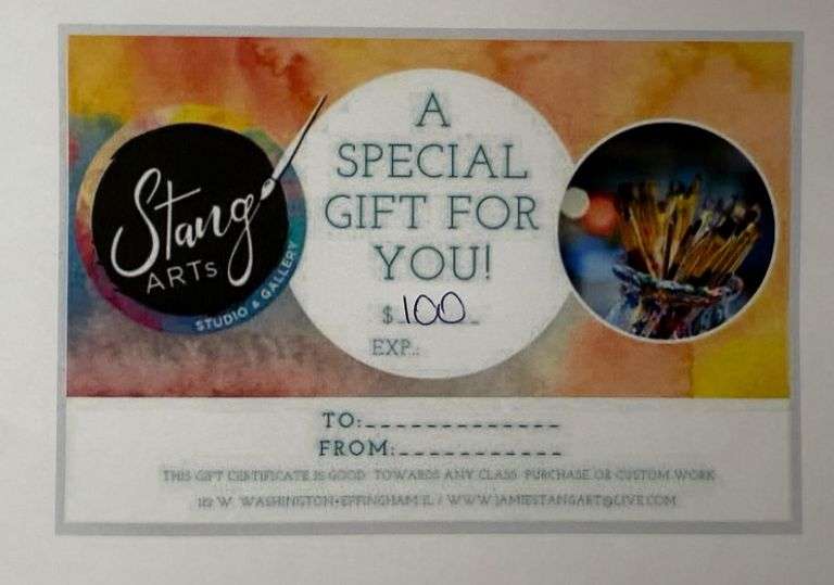 Stang Arts Gift Certificate donated by Stang Arts