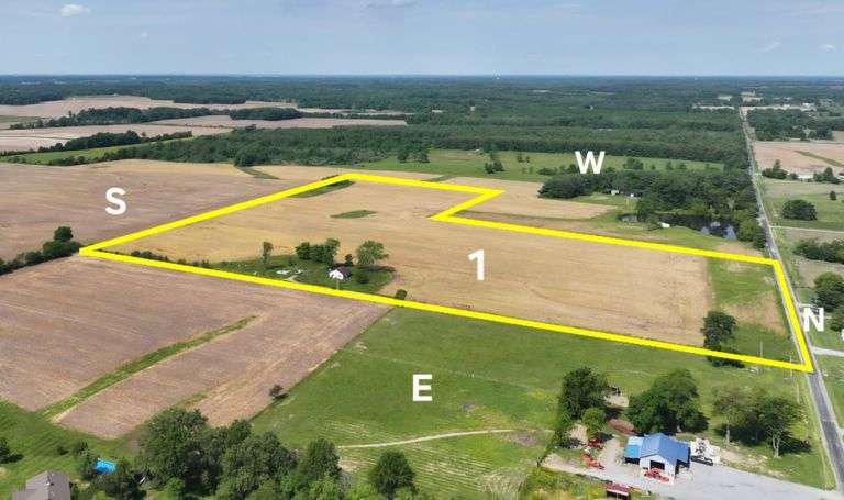 Tract 1 • 30.4 + or - Acres, 23.69 + or – tillable acres ($150 cash rent per tillable acre will be paid on or before Oct 1st 2025 to the new owner) Current crop belongs to the new farm tenant. New owner will be responsible for renewing a lease or terminating the farm tenant after closing.