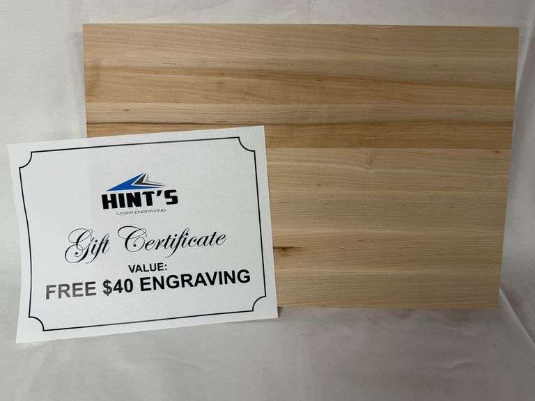 Boos Cutting Board with Engraving donated by Christine Pervenecki and Hints Laser Engraving