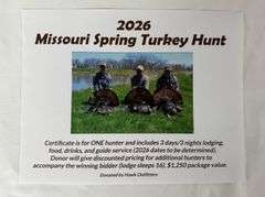 2026 Missouri Spring Turkey Hunt donated by Hawk Outfitters
