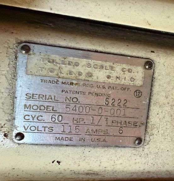 Toledo meat slicer Model 5400-0-001 s/n 5222 1/3 phase 115 volts