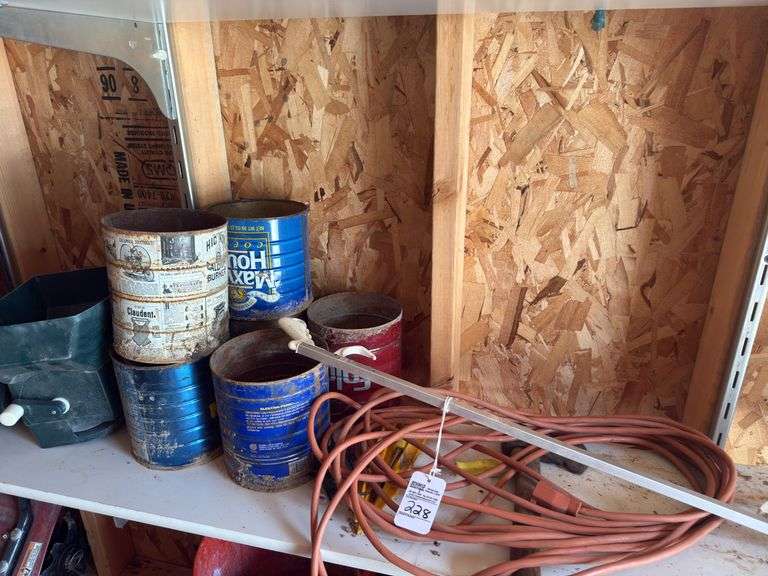 Hatchet, Extension Cords, Plant Buckets, step stool, and misc