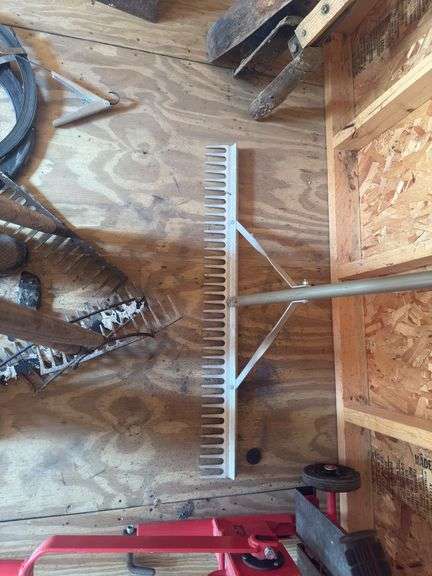 Assortment of Rakes, aluminum, and wood