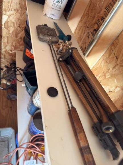 Hedge Trimmer, Tripod, and Flower Buckets