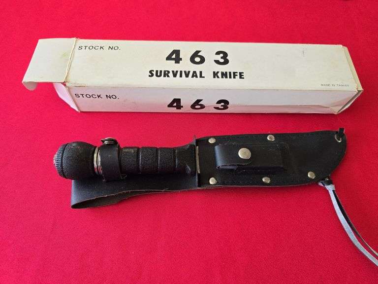 Survival knife with stone, and sheath