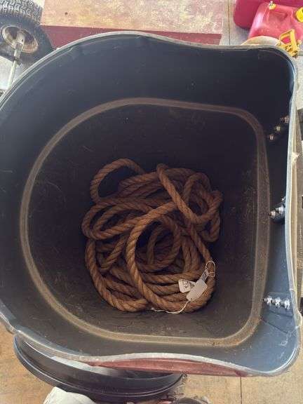 Trash Can on Wheels with large  rope